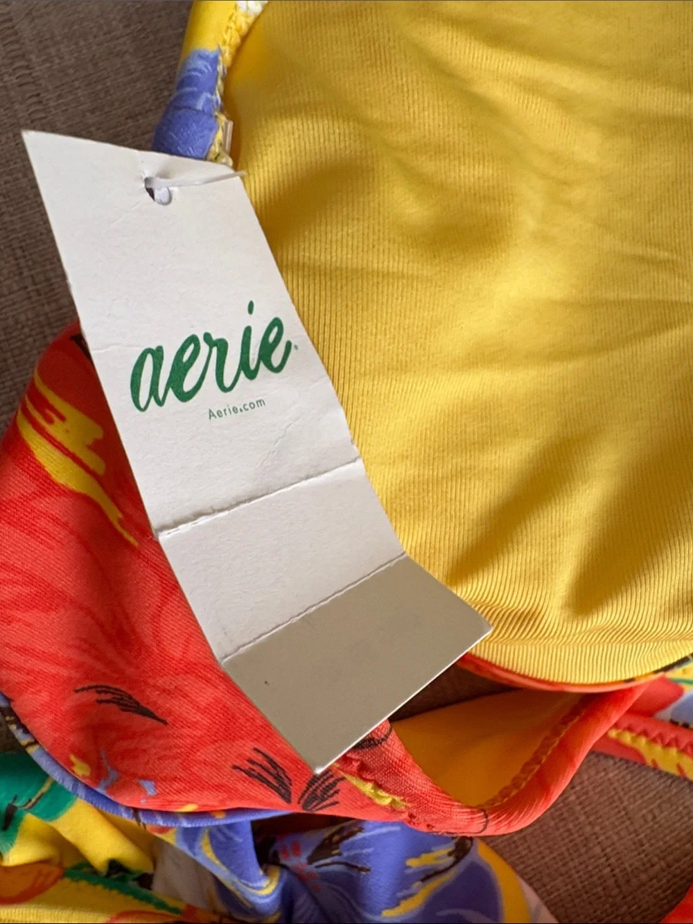 aerie Yellow Floral One-Piece Swimsuit